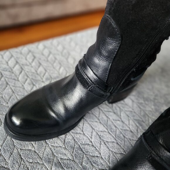 Miz Mooz 38 Shankara Black Leather Tall Lace Up Boot - Picture 4 of 15